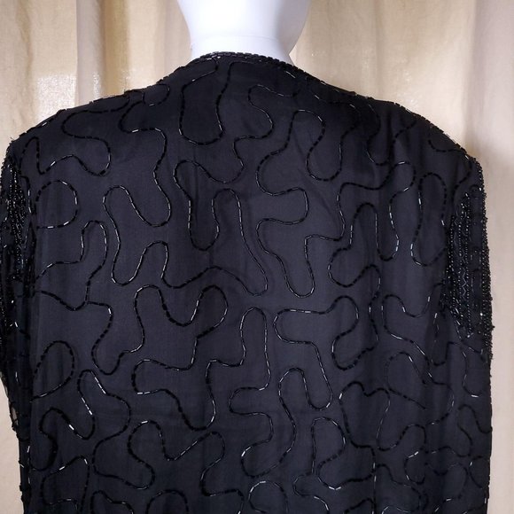 Vintage beaded silk cardigan blazer - Picture 4 of 10